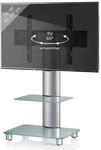 VCM TV-Standfu&szlig; LED Halterung St&auml;nder Fernseh Standfuss Alu Glas Universal Silber
