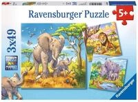 Ravensburger Kinderpuzzle 08003 - Wilde Giganten - 3 x 49 Teile, Green, 80038