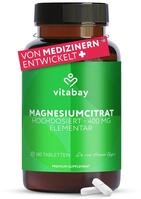 Vitabay Magnesiumcitrat hochdosiert &ndash; 180 vegane Tabletten &ndash; 400 mg elementares