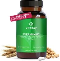 Vitabay Vitamin K2 MK-7 Hochdosiert 200 &micro;g &ndash; 90 Vegane Tabletten &ndash; F&uuml;r...