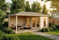 Alpholz 5-Eck Gartenhaus Liwa aus Massiv-Holz, Ger&auml;tehaus mit 28 mm Wandst&auml;rke,