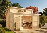 Alpholz Gartenhaus Lausitz ISO mit Doppel-Pultdach aus naturbelassenem Holz mit 40 mm
