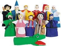 goki SO450 - Handpuppenset, ​​12 unterschiedliche Figuren aus Textil,