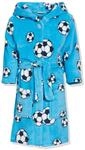 Playshoes Unisex Kinder Fleece-Bademantel Morgenmantel, blau Fu&szlig;ball, 134/140