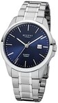 Regent Herren Armbanduhr aus Edelstahl in der Farbe Silber-Blau 39mm,