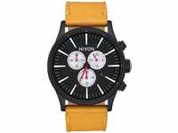 Nixon Herren Chronograph Quarz Uhr mit Leder Armband A4052448-00