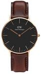 Daniel Wellington Classic Bristol, Dunkelbraun/Ros&eacute;gold Uhr, 36mm, Leder, f&uuml;r Damen