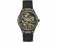 Guess Unisex Erwachsene Datum klassisch Quarz Uhr mit Leder Armband W0844L1