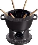 STAUB Fondue Set mit 6 Gabeln, Gusseisen, 20 cm, 2,3 l, F&uuml;r K&auml;se- Schoko- und