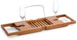 Zeller 13606 Badewannenablage, Bamboo/Metall verchromt, ca. 70-105 x 22 x 4 cm, Braun