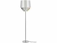 Stehleuchte 1 x E27 Stehlampe 165 cm Silber Weiß Kristallbehang Lampe