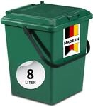 GARANTIA Bio-Eimer 8 Liter gr&uuml;n - Biom&uuml;lleimer K&uuml;che, Komposteimer K&uuml;che, Bio