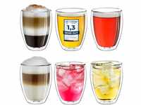 Creano doppelwandige Cappuccino Gläser 250ml - Glas Becher doppelwandig -...