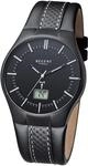 Regent Herren Funk-Armbanduhr aus Edelstahl und Leder in der Farbe Schwarz 39mm,