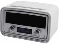 Soundmaster UR190WE DAB+ UKW Retro Radiowecker Uhrenradio mit Wecker, USB...