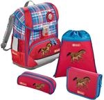 Step by Step Schulranzen-Set Light &bdquo;Horse Family 4-teilig, blau-rot,...