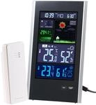 infactory Wetterstation mit Strom: Funk-Wetterstation mit Au&szlig;ensensor, Wecker &