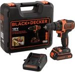 Black+Decker Akku-Bohrschrauber, Bohrmaschine mit 2-Gang Getriebe (18V, 1.5Ah,