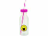Smiley Emoticon Glücklich Flasche mit Strohhalm 55cl-fuchsia