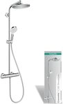 hansgrohe Crometta S - Duschsystem mit Thermostat, Regendusche (240 mm) mit Armatur, hansgrohe Crometta S - Duschsystem mit Thermostat, Regendusche (240 mm) mit Armatur,