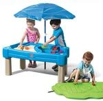 Step2 Cascading Cove Sand & Wassertisch mit Sonnenschirm | Wasserspieltisch f&uuml;r