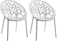 CLP Gartenstuhl 2er Set, stapelbar und wetterfest, modern mit Nicht verstellbaren