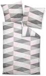 Janine Bettw&auml;sche Set J.D. 87014 01 Rosa Taupe Grau Geometrie Dreieck Raute Modern