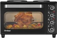Trisa Mini Backofen 30L mit 2 Kochplatten & Drehspie&szlig;, Kompakter Tischbackofen