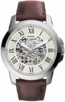 Fossil Herrenuhr Grant, mechanisches Automatikwerk, 45mm Silbernes Edelstahlgeh&auml;use