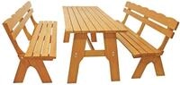 DEGAMO Gartengarnitur Essgruppe Freital XXL 3-teilig 200cm, 2X Bank 200cm und 1x