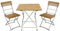 DEGAMO 3-teiliges Biergartenset M&uuml;nchen, Stahl blank verzinkt + Robinie,...