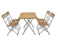 DEGAMO Biergartengarnitur M&uuml;nchen 5-teilig, Flachstahl verzinkt + Robinie