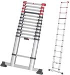 Hailo T80 FlexLine Alu-Sicherheits-Teleskopleiter - ausziehbare Anlegeleiter mit 13