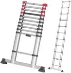 Hailo T80 FlexLine Alu Sicherheits-Teleskopleiter - ausziehbare Anlegeleiter mit 11