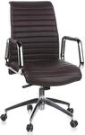 hjh OFFICE 600914 Chefsessel ASPERA 10 Leder Braun/Chrom hochwertiger B&uuml;rostuhl,