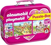 Schmidt Spiele Puzzle 56498 Playmobil 1 , 4 Kinderpuzzle im Metallkoffer, 2x60...