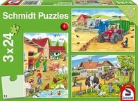 Schmidt Spiele 56216 Auf dem Bauernhof, 3x24 Teile Kinderpuzzle