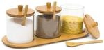 Relaxdays Gew&uuml;rzgl&auml;ser JIAO HBT: 12 x 31 x 12 cm Bambus Gew&uuml;rzhalter f&uuml;r 3