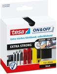 tesa On & Off Extrastarkes Klettband - Selbstklebende Klettstreifen zum Befestigen