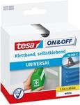 tesa On & Off Klettband zum Aufkleben - Selbstklebendes Klettklebeband zur