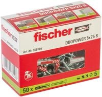 fischer DuoPower 5 x 25 S, Universald&uuml;bel mit Sicherheitsschraube,