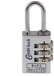 Burg W&auml;chter Verstellbares Zahlenschloss, Combi Lock 90 20 Chromo SB, B&uuml;gelst&auml;rke: