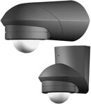 Grothe 5167044 94535 Aufputz PIR-Bewegungsmelder 360&deg; Relais Schwarz IP55, (B...