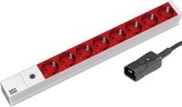 Bachmann Steckdosenleiste 19'' Zoll PDU 8-Fach Rot EDV mit Feinsicherung 1HE 2m Kabel