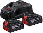 Bosch Professional 18V System Akku Starter-Set: 2x GBA 18V 5.0Ah Akku +