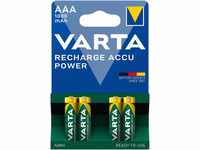 VARTA Batterien AAA, wiederaufladbar, 4 Stück, Recharge Accu Power, Akku, 1000 mAh