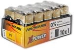 Ansmann 5015711 Alkaline Batterie X-Power,9V E-Block, 10er Display