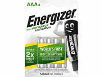 Energizer Wiederaufladbare Batterien AAA, Recharge Universal, 4 Stück