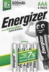 Energizer Recharge Universal - AAA Akkus (4 St&uuml;ck) - 600 mAh NiMH Batterien - Bis zu