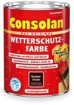 Consolan Wetterschutzfarbe, Deckender Holzschutz f&uuml;r Au&szlig;en, Dunkelbraun, 750ml